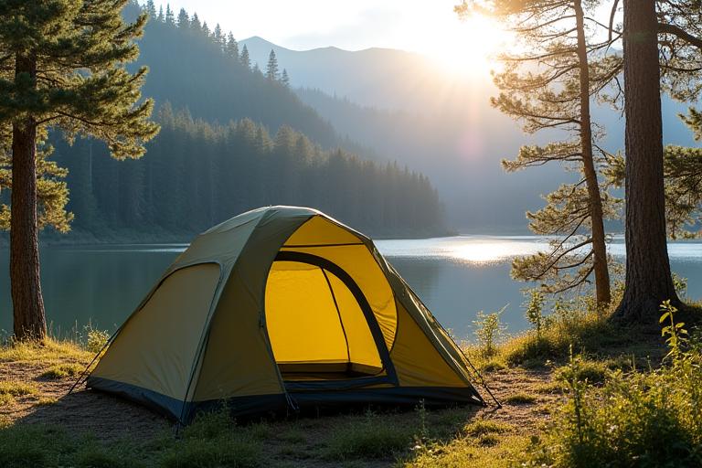 Weather-resistant camping tent in Canadian wilderness