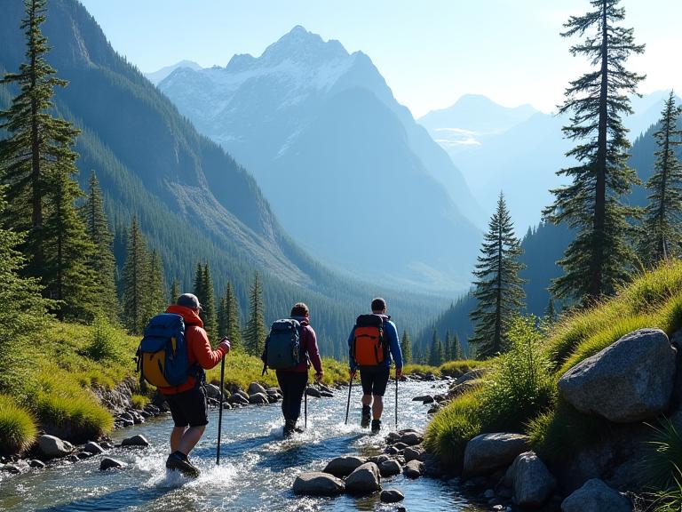 Professional guided wilderness expedition in Canadian mountains